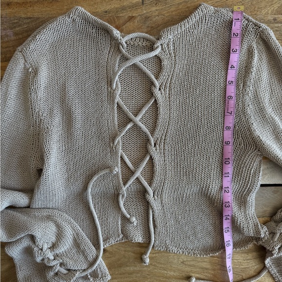 Lace-Up Knit Top, Tan/Sand, Zara, M - Picture 9 of 9